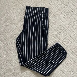 Club Monaco striped navy blue and white blue crop pant